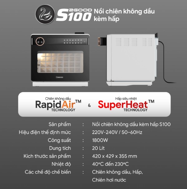 Nồi Chiên Hấp 20 Lít 2Good S100